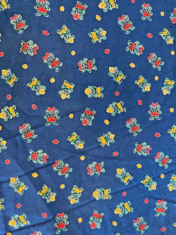 Vintage Fabric. 1970s Cotton. Blue with Figures on. Childrens Fabric 113x400cm