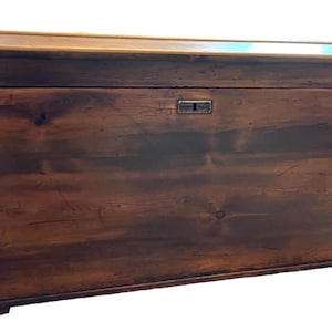 Antique Wooden Trunk Treasure Chest, Shipping Trunk in Dark Wood L81cm W43cm H51