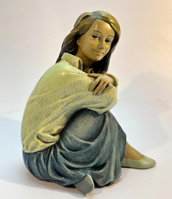 Vintage Enesco Figurine: Thinking of Him, Signed R.S. - 1998 Piazza Collection