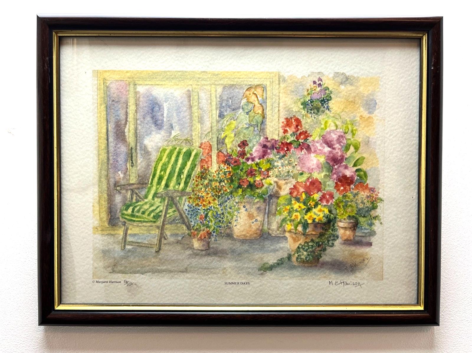 Margaret Harrison Summer Days Art Print 56 of 250 Signed Framed Garden Flowers image 2