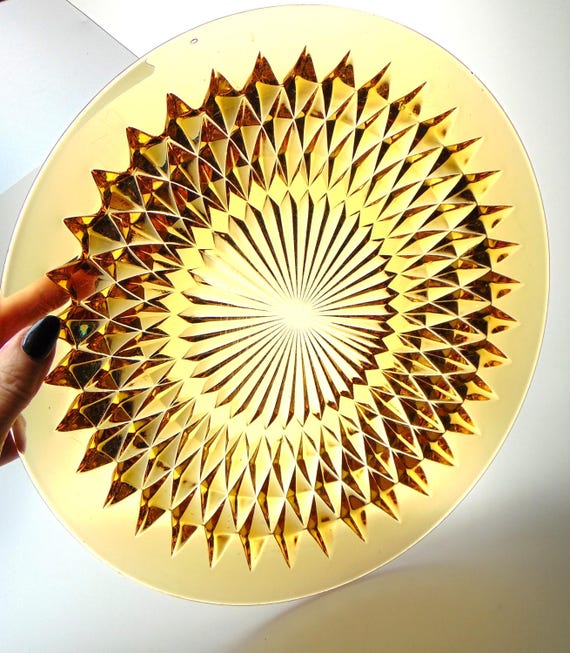 Amber Glass Serving or Decorative Plate by George Davison. Art Deco Amber Decorative Plate. 1930s Amber Glass