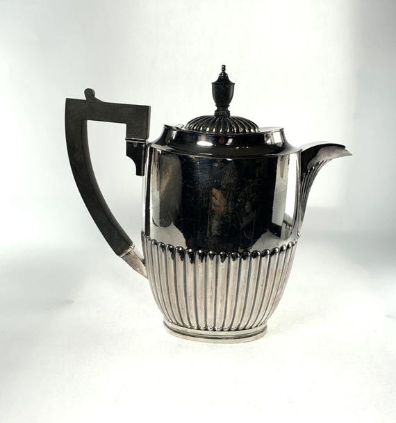 Victorian Silver Plate Teapot with Black Handle and Lid Top. EPBM, 1.5 Pint