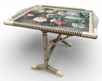 1950er Jahre Kaminschirm mit Lithographie, Cabrio-Filzschirm, Edwin Byatt MCM