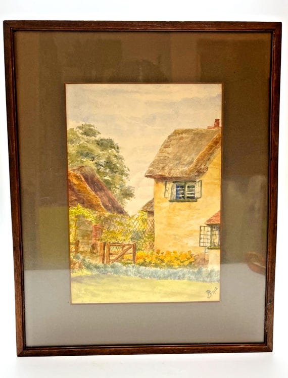 1928 Watercolour of a Cottage by A Boyce Esquire Framed. Country Cottage Art