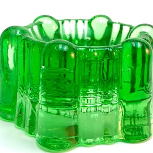 Victorian Piano Candle Holder in Green Glass