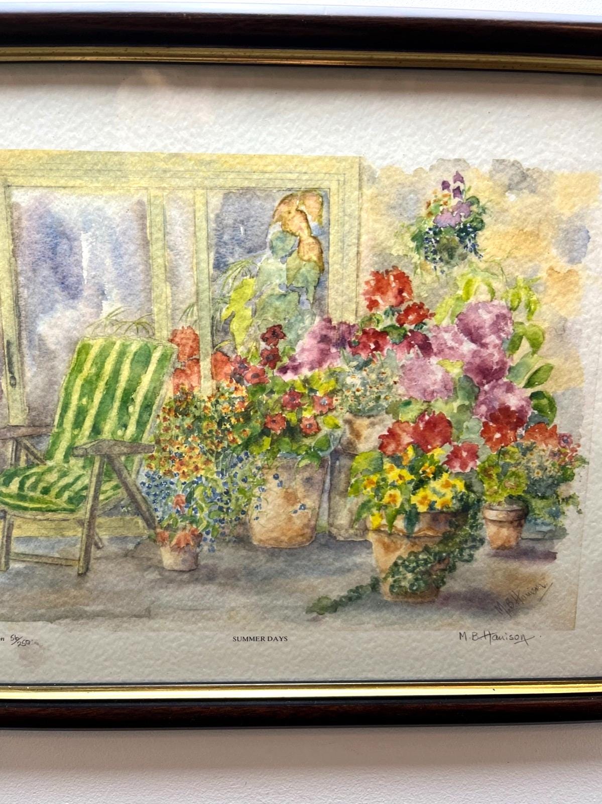 Margaret Harrison Summer Days Art Print 56 of 250 Signed Framed Garden Flowers image 8