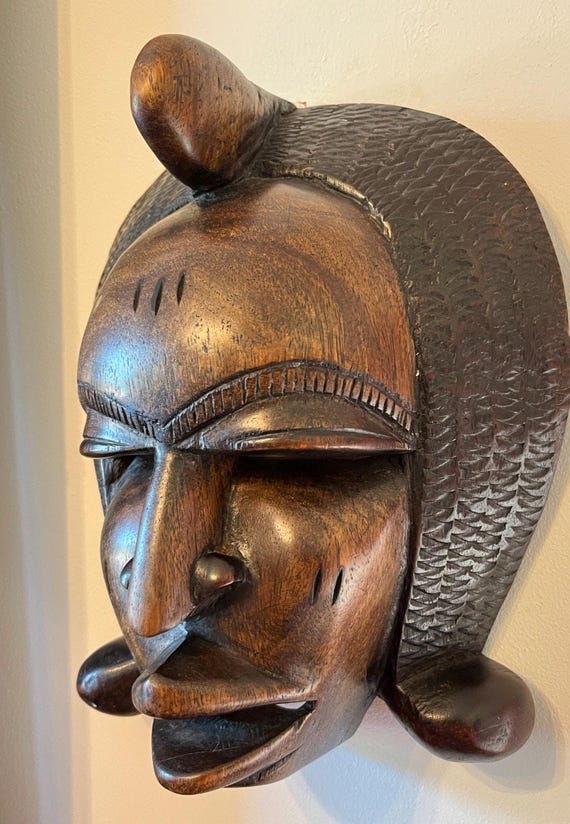 Vintage African Mask Hand Carved Tribal Mask Ethnic Mask High Quality Mask H24cm