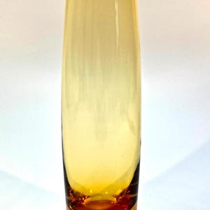 Vintage Amber Art Glass Vase, Mid Century Scandinavian Style 20cm
