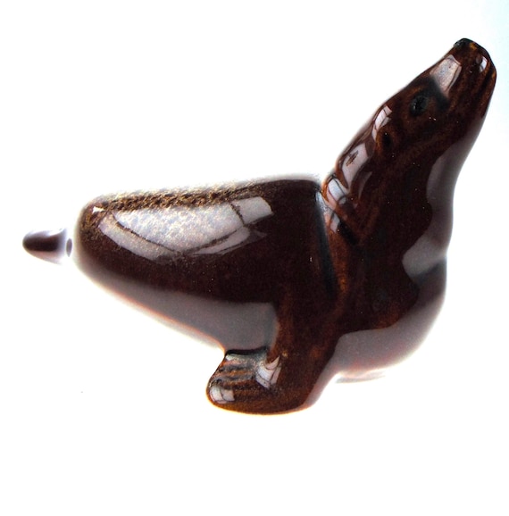 Seal Figurine by Fosters in Brown Honeycomb Finish