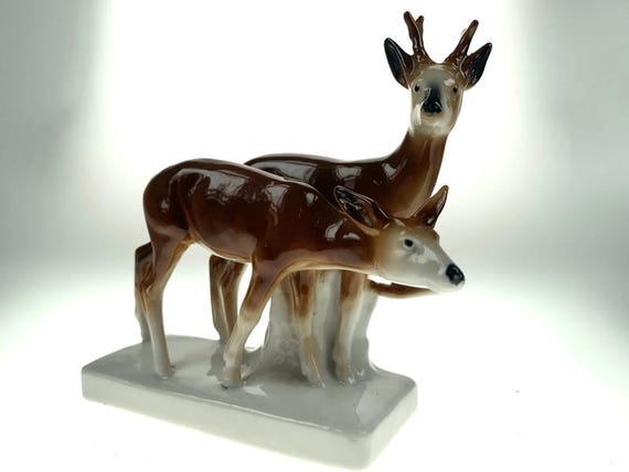 Roe Deer Figurine by Carl Scheidig. Roebuck Deer Figurine. Vintage Porcelain Deer Ornament