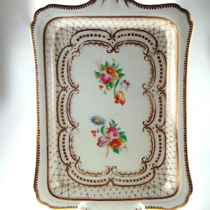 Antique Serving Plate with Gold & Pink Floral Detailing