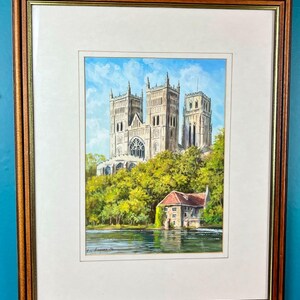 Eric Simpson Signed 1996 Durham Cathedral River Wear Original Acrylic Painting