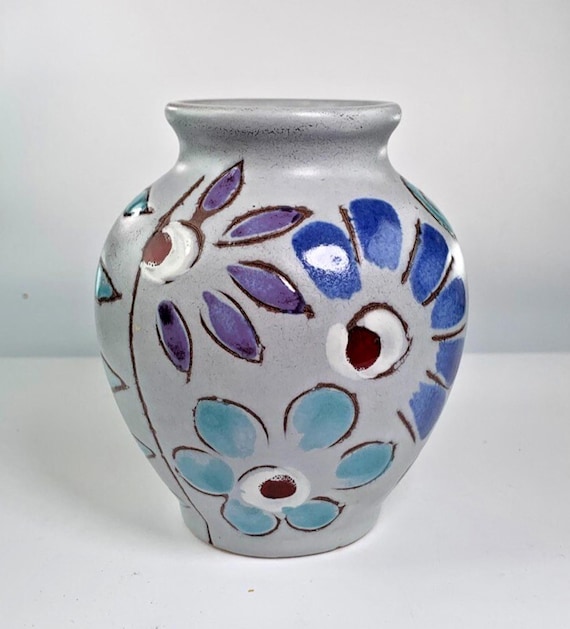 Mid Century Pottery by Zell Zeller, Georg Schmider. Vintage Pottery Vase, Made in West Germany, 1950s Pottery