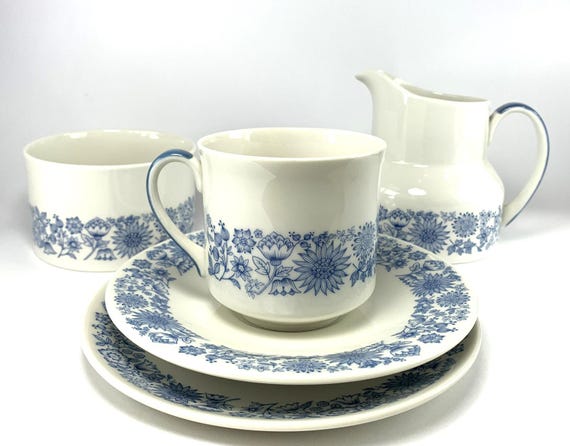 Royal Doulton Cranbourne Tea Cups, Saucers, Sugar Bowl and Milk Jug or Creamer