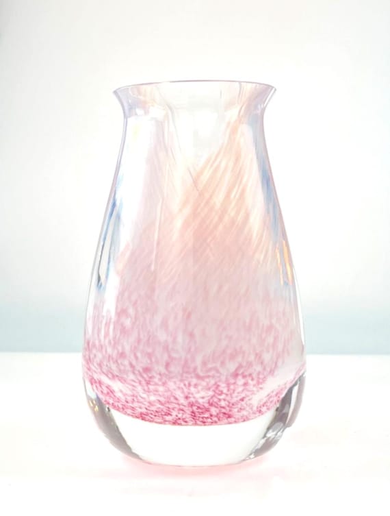 Vintage Caithness Glass Pink Swirl Bud Vase Collectable Art Glass Scottish Glass