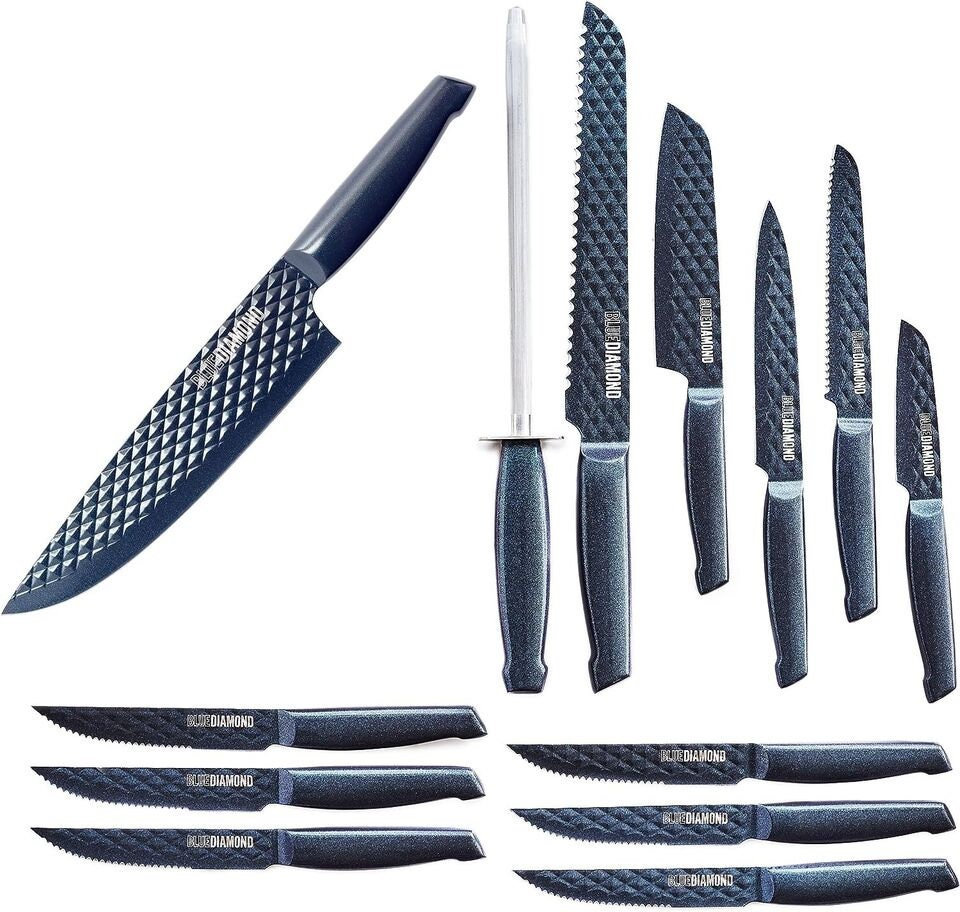 14piece Blue Diamond Knife Set Sharp Stylish Kitchen Tools Etsy