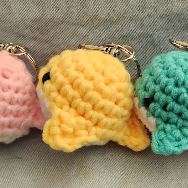 Handmade Crochet Mini Whale Keychain-Blue, Pink, Yellow, Teal, Gray