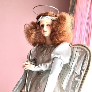 Heralding Angel with Silver Horn and Halo Franklin Heirloom Collection Art Doll 1988