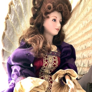 Angel of Harmony with Harp Franklin Heirloom Collection  designed by Laura Adams Holiday Art Doll 1990