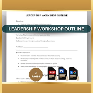 Leadership Training Workshop Outline, Employee Professional Development Guide, Employee Management Training, Editable Seminar Templates