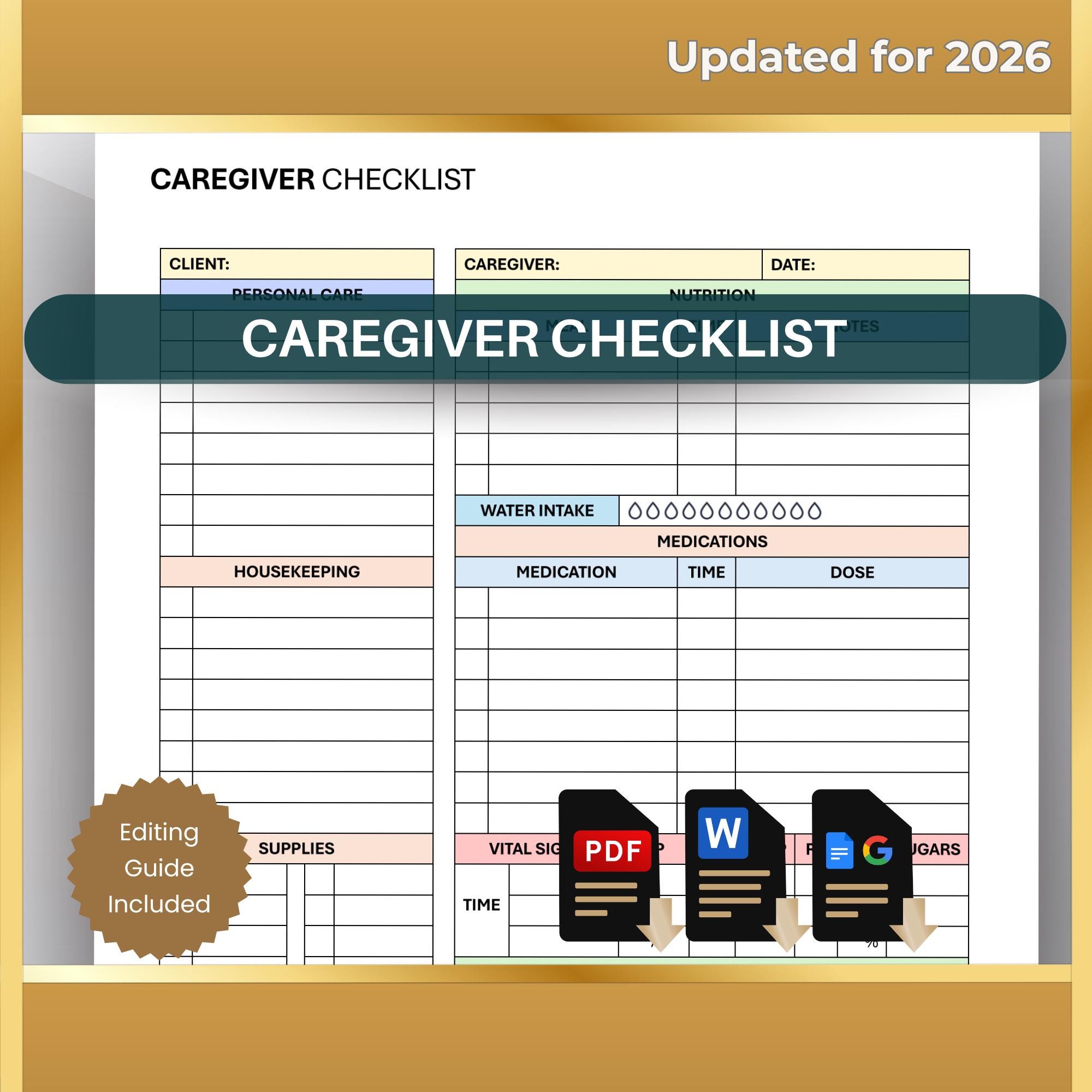 Disabled Adult Checklist.pdf Caregiver Checklist: Daily Elderly Patient and Disabled Care Log ...