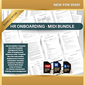 Paquete de incorporación de RR. HH. / Manual y formularios para empleados / Kit de documentación para nuevos empleados / Kit de herramientas para gerentes de RR. HH. / Documentos de Word editables