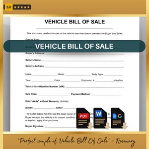 Vehicle Bill of Sale, Motor Car Sale Agreement, Motor Car Sale Agreement, Private Auto Sale Form | Edit Word, Docs, Fillable & Printable PDF
