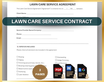 Lawn Care Service Agreement Template: Landscaping Contract (Editable PDF, Word, Google Docs)