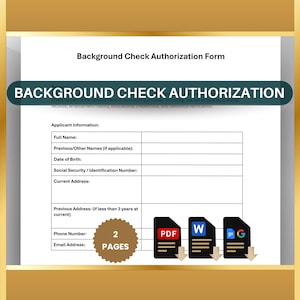 Employee Background Check Authorization Form: HR Screening & Hiring Template (Printable PDF, Editable Word, Google Docs)