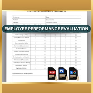 Employee Performance Evaluation Template, Staff Review Form, Human Resources Employment Appraisal Form | Edit Word, Docs & Printable PDF