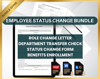 Employee Status Change Bundle, HR Forms, Role Change Template (PDF, Word, Google Docs)