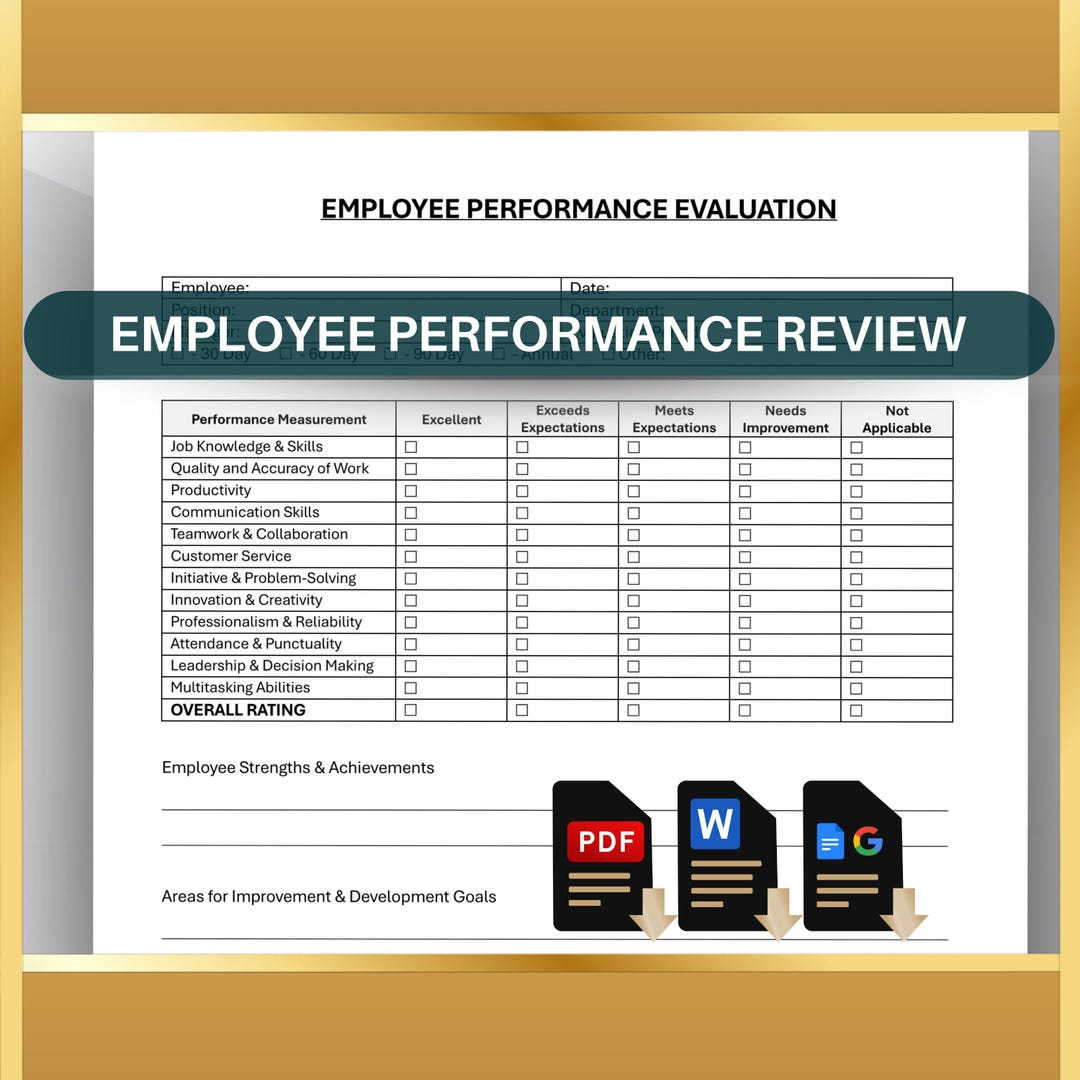 Employee Performance Review Form: Editable HR Appraisal Feedback ...