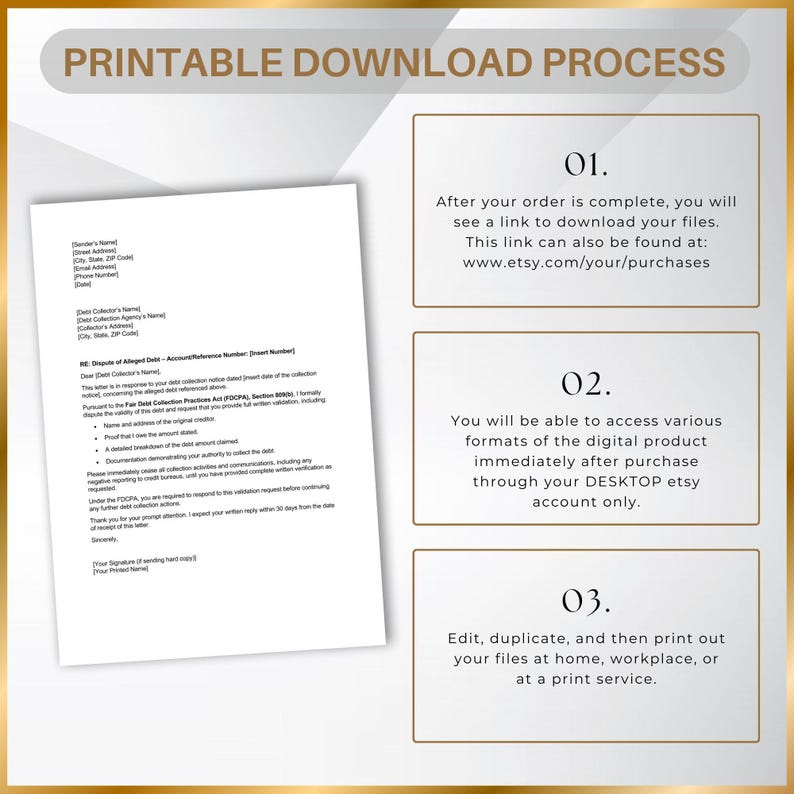 Simple Download & Edit Process for USA Debt Dispute Template