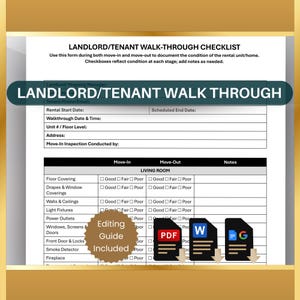 Rental Property Walkthrough Checklist: Landlord Tenant Move In/Out Form (Printable PDF & Word)