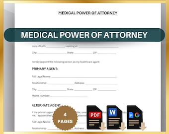 Medical Power of Attorney Form: Healthcare POA Template (Printable PDF, Editable Word, Google Docs)