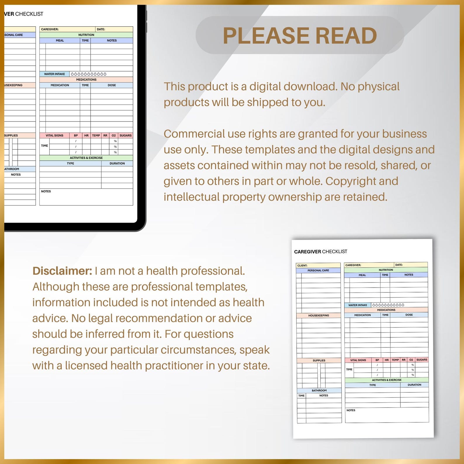 Disabled Adult Checklist.pdf Caregiver Checklist: Daily Elderly Patient and Disabled Care Log ...