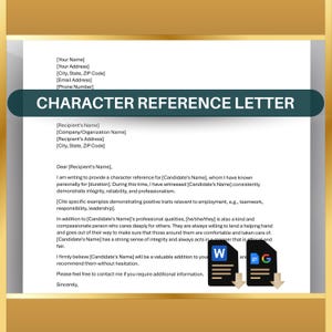 Plantilla de carta de recomendación profesional editable para empleo, gerente de recursos humanos, empleador o uso personal (Word, Doc)