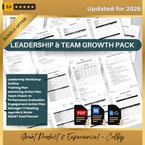 Leadership Development Bundle: HR Management Training Templates (Printable PDF, Editable Word, Google Docs)
