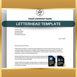 Plantilla de membrete, plantilla de membrete comercial editable, plantilla de membrete profesional moderno y personalizado para empresas (Word, Docs)