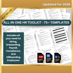 All-In-One HR Toolkit | 78 Editable Templates | Onboarding, Payroll, Compliance, Exit Forms (Google Docs, Word, PDF)