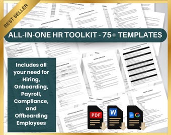 All-In-One HR Toolkit | 78 Editable Templates | Onboarding, Payroll, Compliance, Exit Forms (Google Docs, Word, PDF)