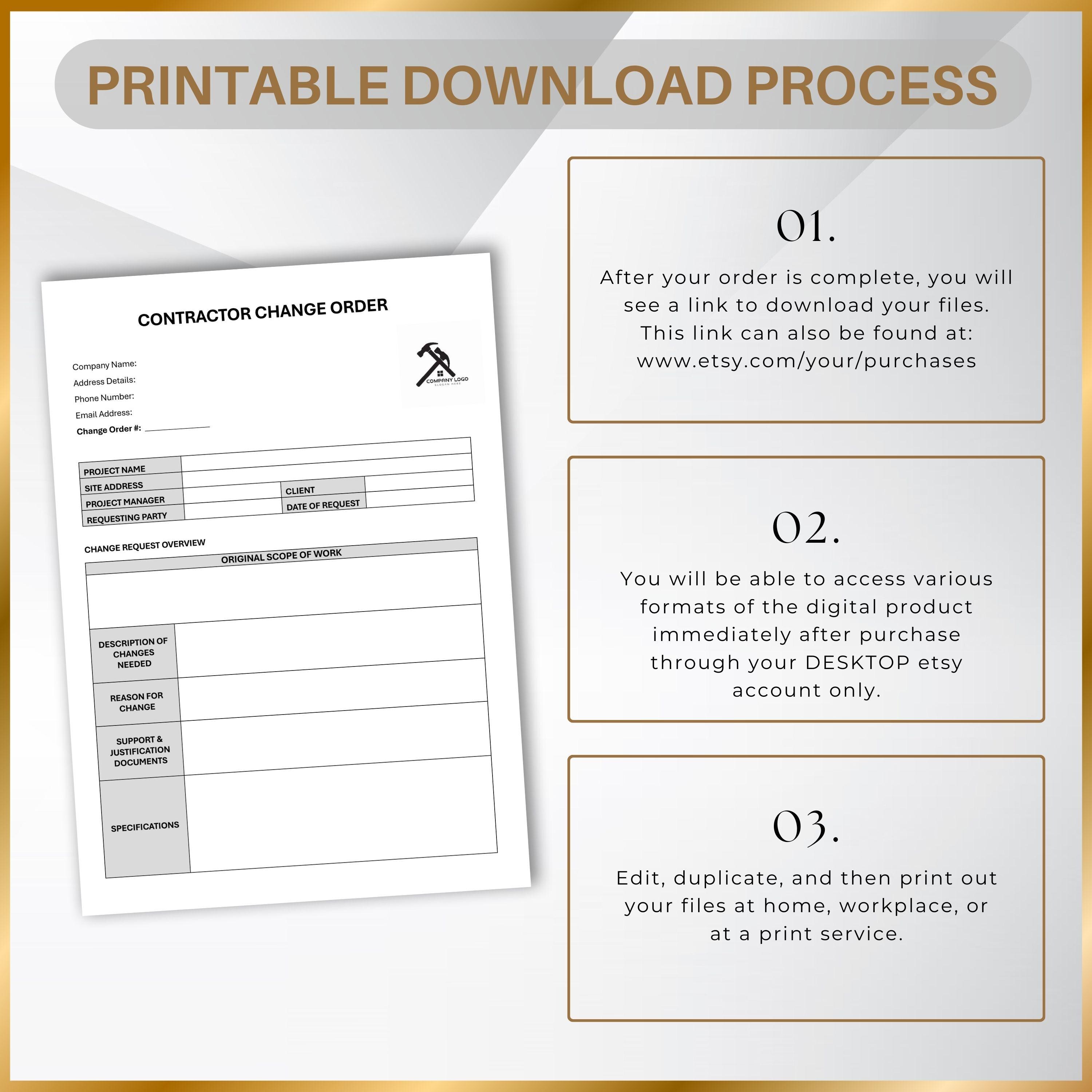 Project Management Scope Change Form Contractor Change Order Form: Project Management Scope of Work Order ...