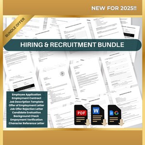 HR Hiring & Recruitment Onboarding Bundle | Interview Evaluation, Background Check, Employment Contract | HR Teams | Small Business
