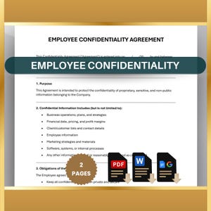 Employee Confidentiality Agreement, Confidentiality Contract, Non-Disclosure Form, HR Teams, Company Protection Document | PDF