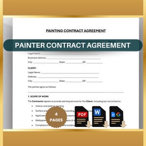 Editable Painter Contract Template: Painting Service Agreement (PDF, Word, Google Docs)