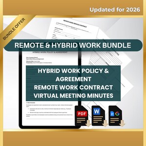 Remote & Hybrid Work Policy Bundle | Remote Contractor Hiring Documents (Printable PDF, Editable Word, Google Docs)