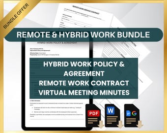 Remote & Hybrid Work Policy Bundle | Remote Contractor Hiring Documents (Printable PDF, Editable Word, Google Docs)