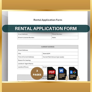 Printable Rental Application Form: Editable Tenant Lease Template (PDF, Word, Google Docs)