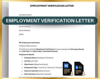 Editable Employment Verification Letter Template (Instant Download)