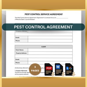 Pest Control Service Agreement Template: Editable Client Contract (Word, Google Docs, PDF)